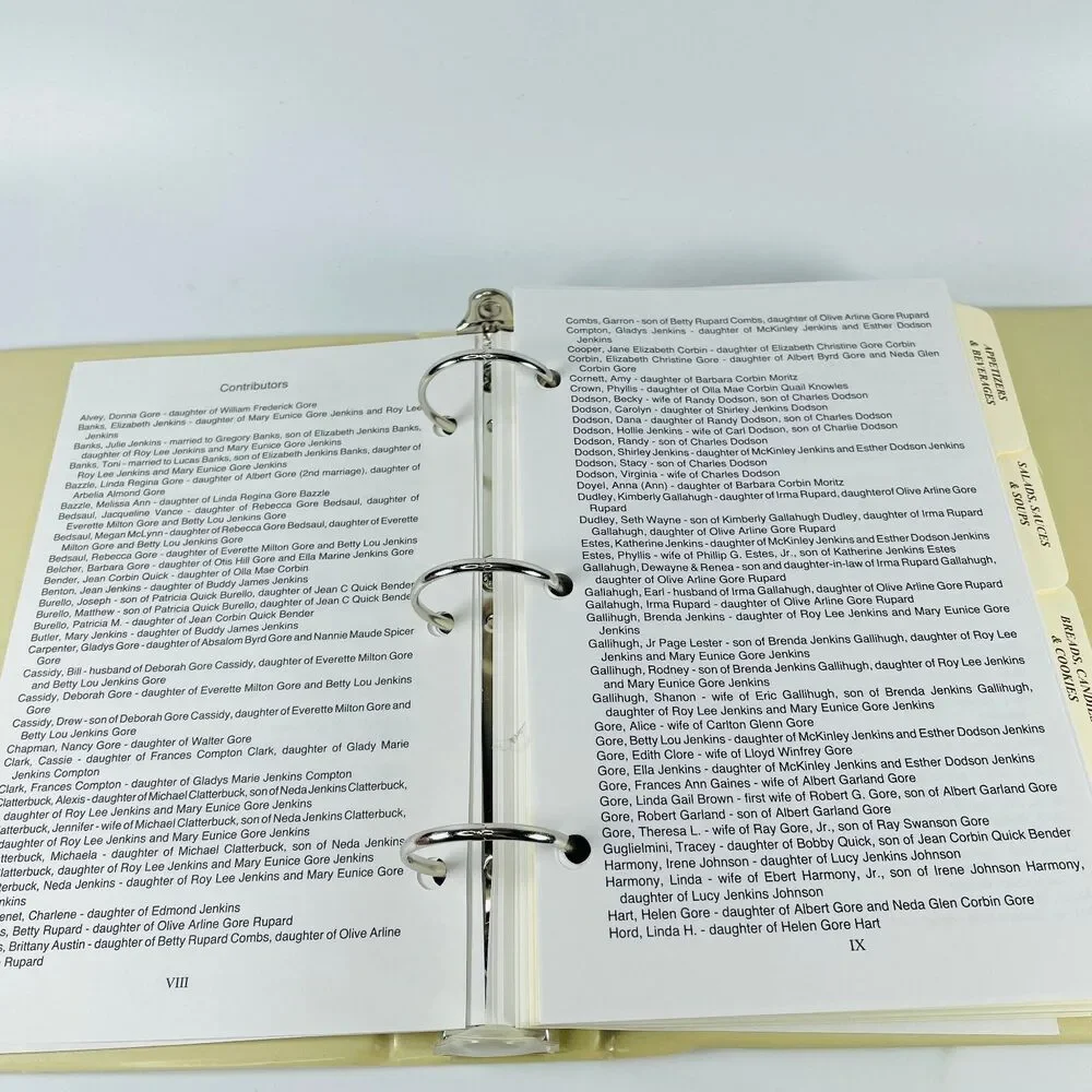 Old Family Favorites 3-Ring Binder Cookbook Spicer Gore Corbin Beahm Jenkins